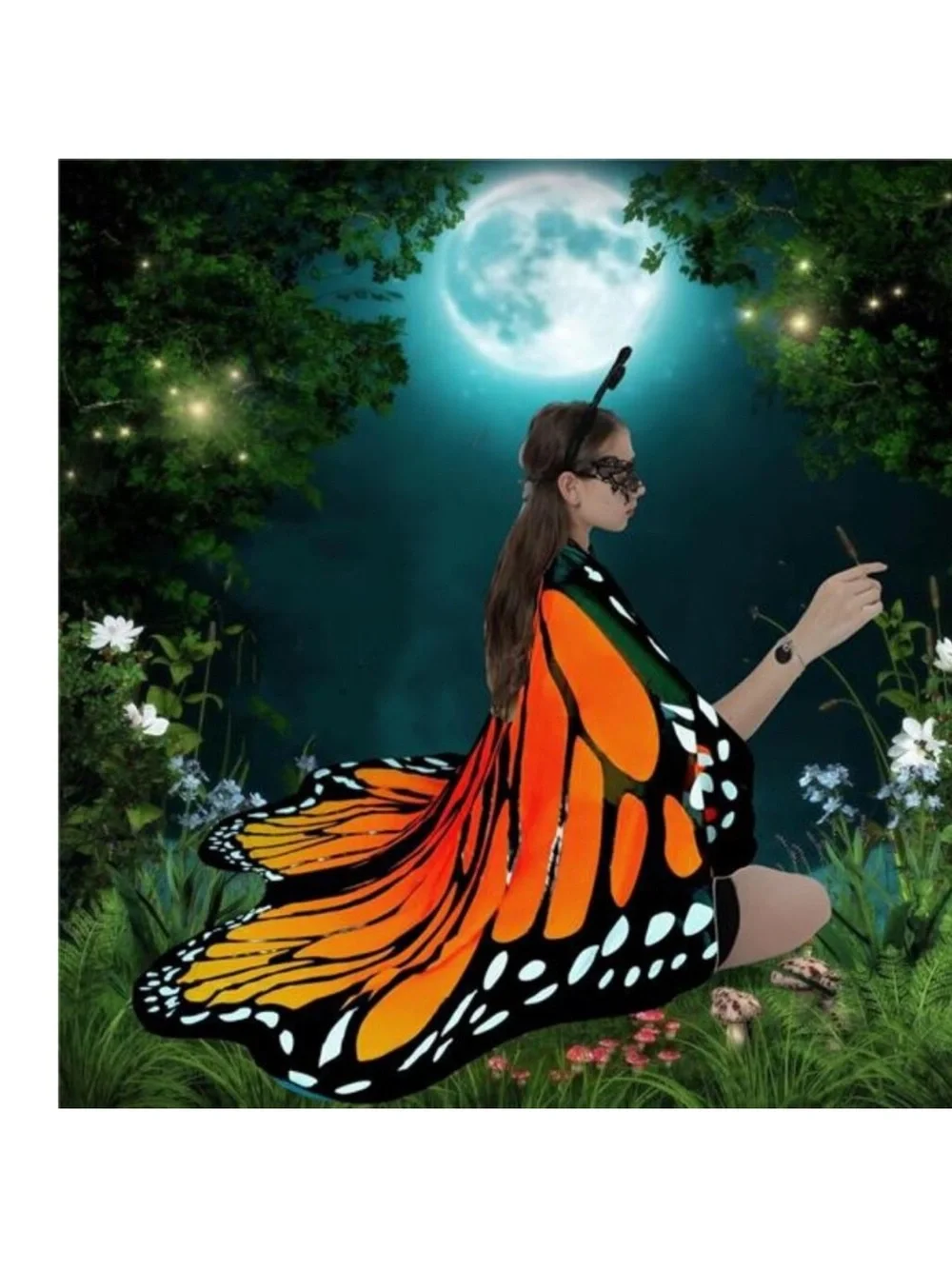 Halloween Butterfly Wings Costume for Womens, Moth Wings Butterfly Cape Adult